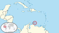 Location of Bonaire (circled in red) in the Caribbean