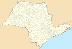 Maps of the state of São Paulo, Brazil, and South America with the location of Andradina in these respective places