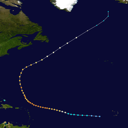 Trajectoire de l'Ouragan Fabian