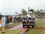 The Royal Stardard Australian flag being used in Brisbane, 1982