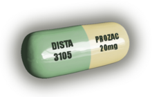 large image of just a capsule with words Prozac and DISTA visible