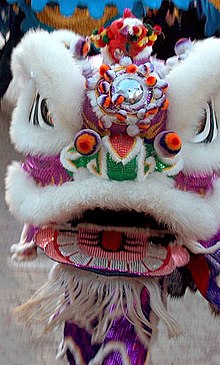 A pink chinese dancing lion