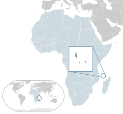 Location of the  Comoros  (dark blue) – in Africa  (light blue & dark grey) – in the African Union  (light blue)