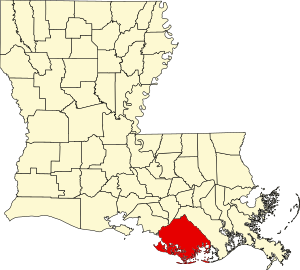 Map of Louisiana highlighting Terrebonne Parish