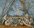 Image 14 The Bathers Painting credit: Paul Cézanne The Bathers is an oil-on-canvas painting by the French artist Paul Cézanne, first exhibited in 1906. The painting is the largest of a series of paintings of bathers by the artist, and is considered a masterpiece of modern art. He worked on the painting for seven years, and it remained unfinished at the time of his death. Often considered Cézanne's finest work, it is in the collection of the Philadelphia Museum of Art. More selected pictures