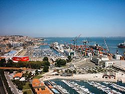 The port of Lisbon, the terminus of activities in the Region of Lisboa, that extends into Tagus estuary
