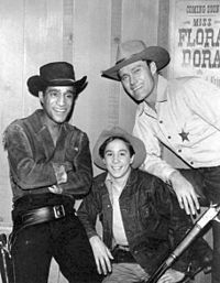 Sammy Davis Jr., Johnny Crawford, and Chuck Connors in Western costume