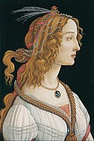 Portrait of a young woman, possibly Simonetta Vespucci, 1484. The Roman engraved gem on her necklace was owned by Lorenzo de’ Medici.