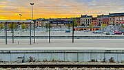 Place name sign on a platform