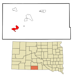 Location in Todd County and the state of South Dakota