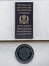 A plaque dedicated to the Queen at 17 Bruton Street in the Silver Jubilee Year of Her Reign who was born here on 21 April 1926