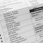 Bulletin de vote utilisé par le Wisconsin pour l'élection présidentielle américaine de 2016.