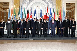 President Vladimir Putin and President Vicente Fox attending the G8 Summit in Saint Petersburg, Russia; July 2006.