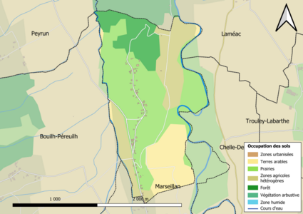 Carte en couleurs présentant l'occupation des sols.