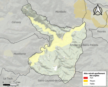 Carte des zones d'aléa retrait-gonflement des argiles.