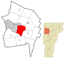 Location in Chittenden County and the state of Vermont