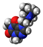 Ball-and-stick model of the etamiphylline molecule