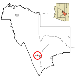 Location in Gila County and the state of Arizona