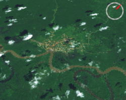 Kiunga township from space