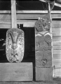 Maori wood carvings at Te Whai-a-te-Motu, Mātaatua marae
