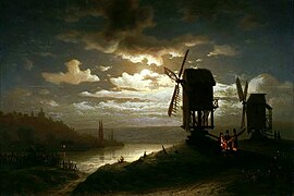 Nocturnal Landscape with Windmills (1864)