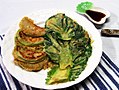 Bomdong-jeon (pan-fried bomdong) and Mujeon (pan-fried radish)