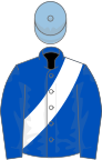 Royal blue, white sash, light blue cap