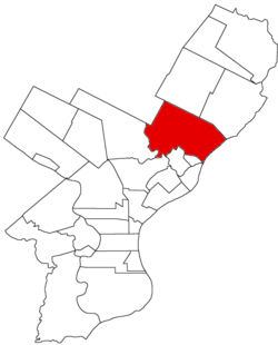 Map of Philadelphia County, Pennsylvania highlighting Lower Oxford Township prior to the Act of Consolidation, 1854