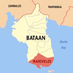 Map of Bataan with Mariveles highlighted