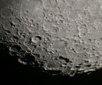 Image of the moon taken with a Nikon Coolpix P5000 digital camera via Afocal projection through an 8-inch Schmidt–Cassegrain telescope