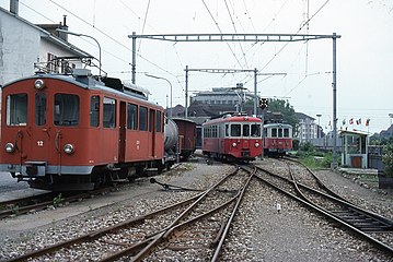 Le dépôt du CEV à la gare de Vevey en juin 1978.