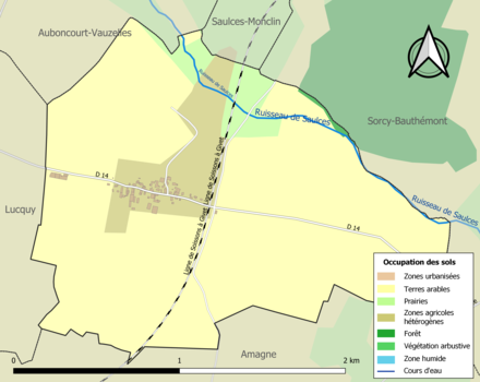 Carte en couleurs présentant l'occupation des sols.