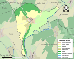 Carte en couleurs présentant l'occupation des sols.