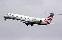 An ERJ-145 of BA CitiExpress (now BA Connect) takes off from Bristol Airport (UK)