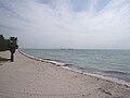 Beach on east side of island. Sunshine Skyway Bridge in background.