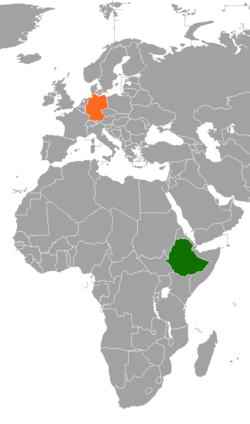 Map indicating locations of Ethiopia and Germany