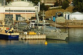 Armidale-class patrol boat HMAS Armidale visiting Waterhen in February 2008.