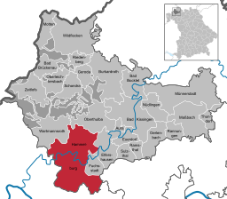 Läget för Hammelburg i Landkreis Bad Kissingen