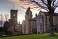 The famous clock tower of High Royds Hospital at sunset.