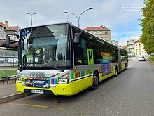 Iveco Bus Urbanway 18 au terminus de la ligne M1 à Eglise Corbusier