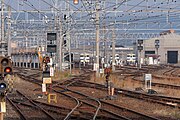 構内にある車両基地（唐津運輸センター）（2023年1月）