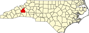 Map of North Carolina highlighting McDowell County