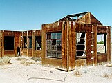 "Glass-House" structure built to determine blast effects on glazing and window construction, and to assess the problem of flying glass, test Ranger-Easy.