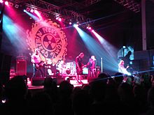 Ned's Atomic Dustbin performing at Wolverhampton's Wulfrun Hall, December 2012. Left to right: Alex Griffin, Dan Worton, Matt Cheslin, Jonn Penney, Rat