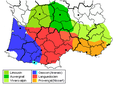 Répartition des dialectes de l’occitan.