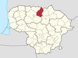 Location of Pakruojis district municipality within Lithuania