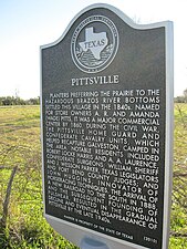 Historical marker at the site of Pittsville on FM 359
