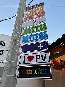 Photograph of a multi-colored sign