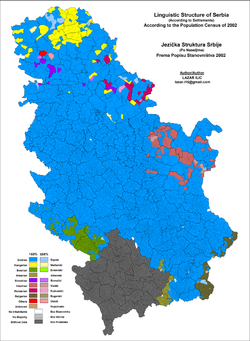 Языковая карта Сербии 2002 года