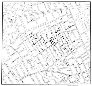 Cases of the 1854 Broad Street cholera outbreak, by John Snow and the University of California, Los Angeles